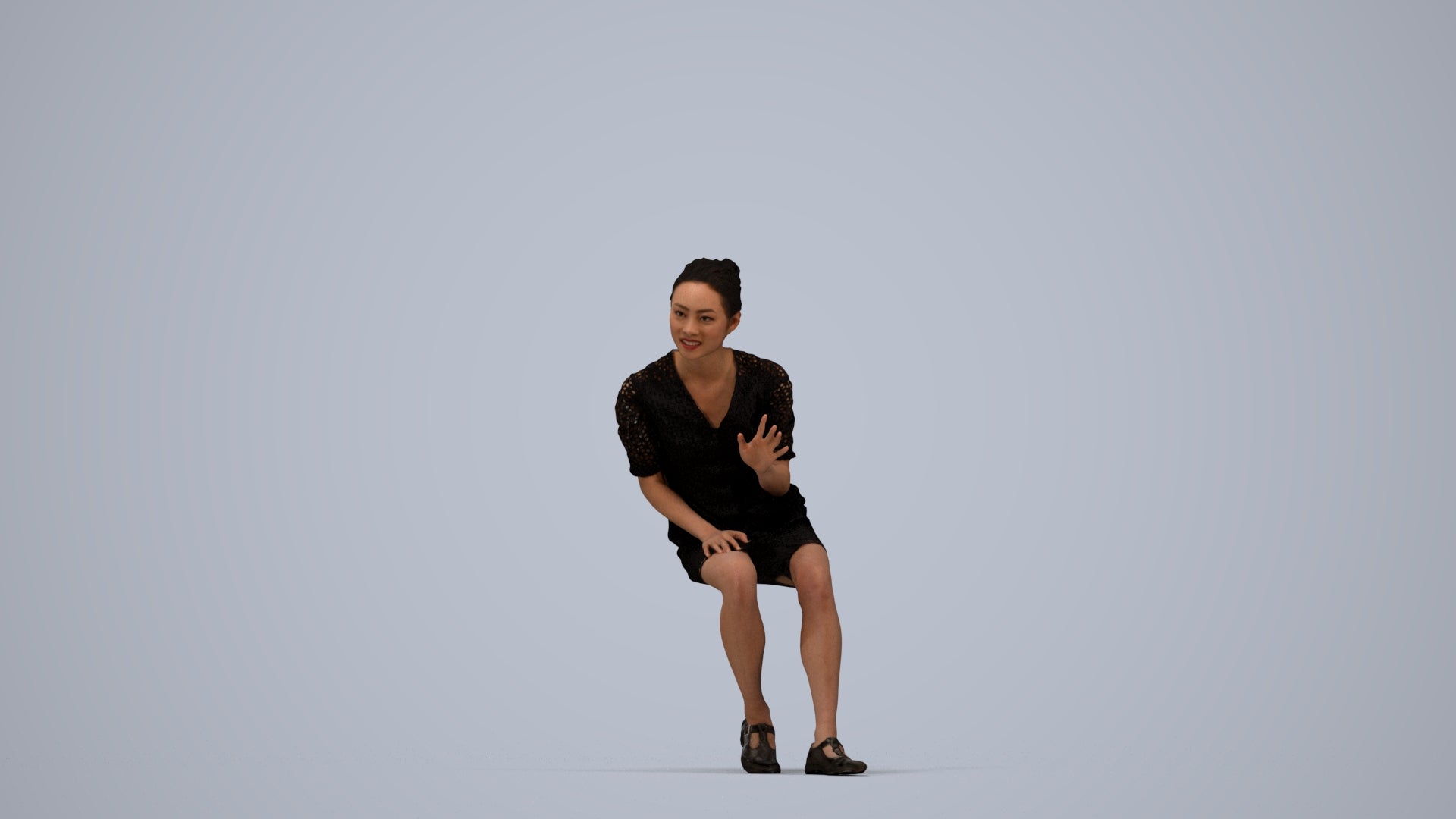 scanned 3D woman business, photogrammetry people for Enscape and V-Ray, top-down view render