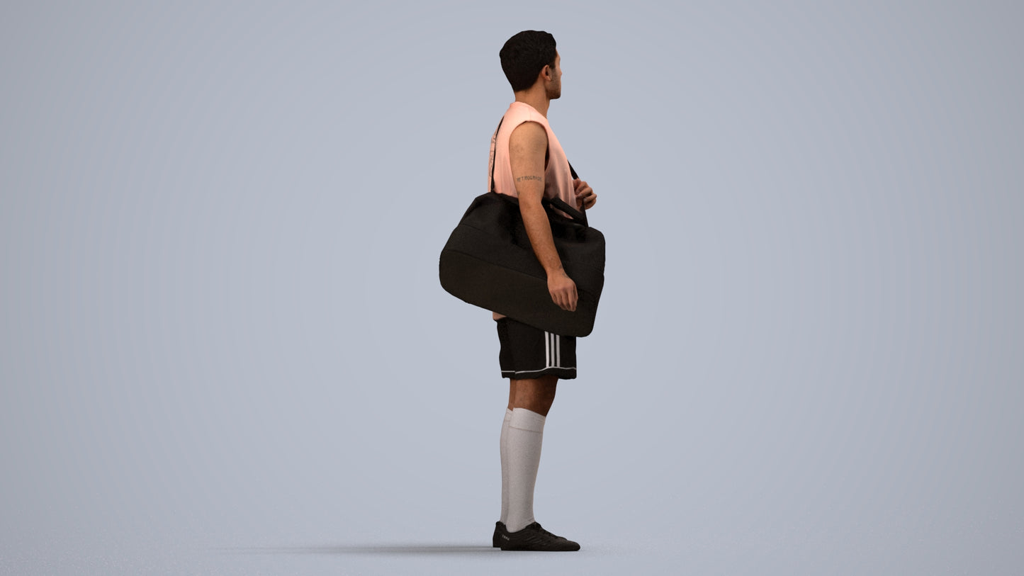 scanned 3D man sport, photogrammetry people for Enscape and V-Ray, side view render