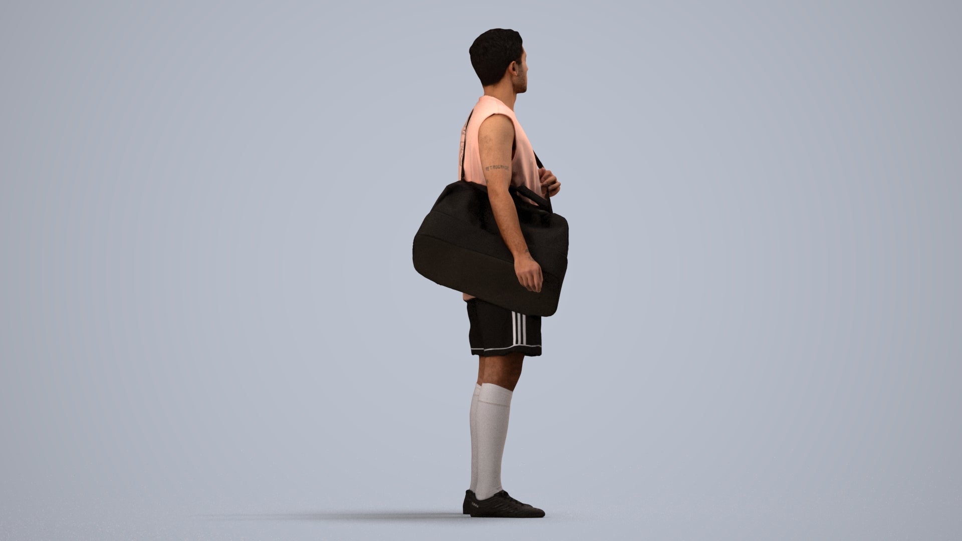 scanned 3D man sport, photogrammetry people for Enscape and V-Ray, side view render