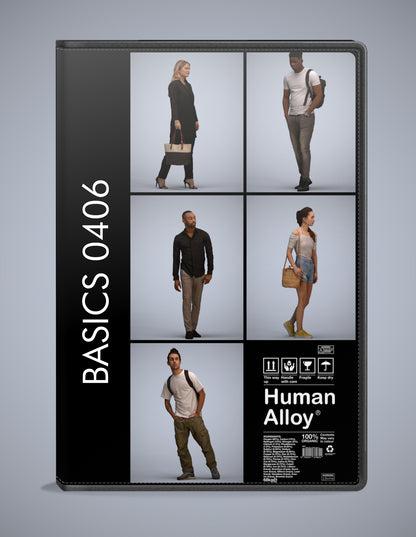 5x realistic 3D people walking pack, scanned archviz collection for Blender and 3ds Max