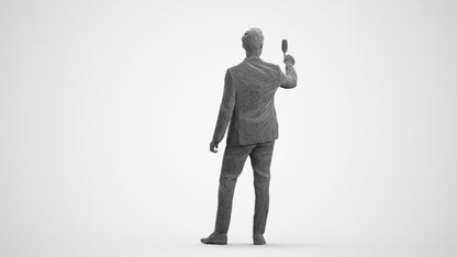 3D human model man formal cycling, photogrammetry scanned person for archviz, wireframe front view