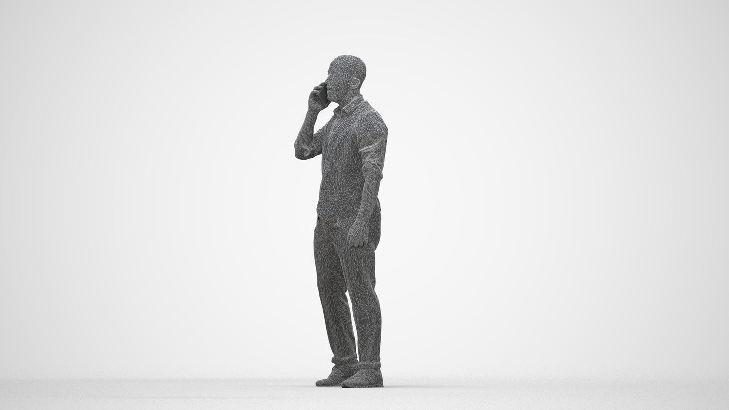 realistic 3D man business, scanned archviz people for Blender and 3ds Max, wireframe back view
