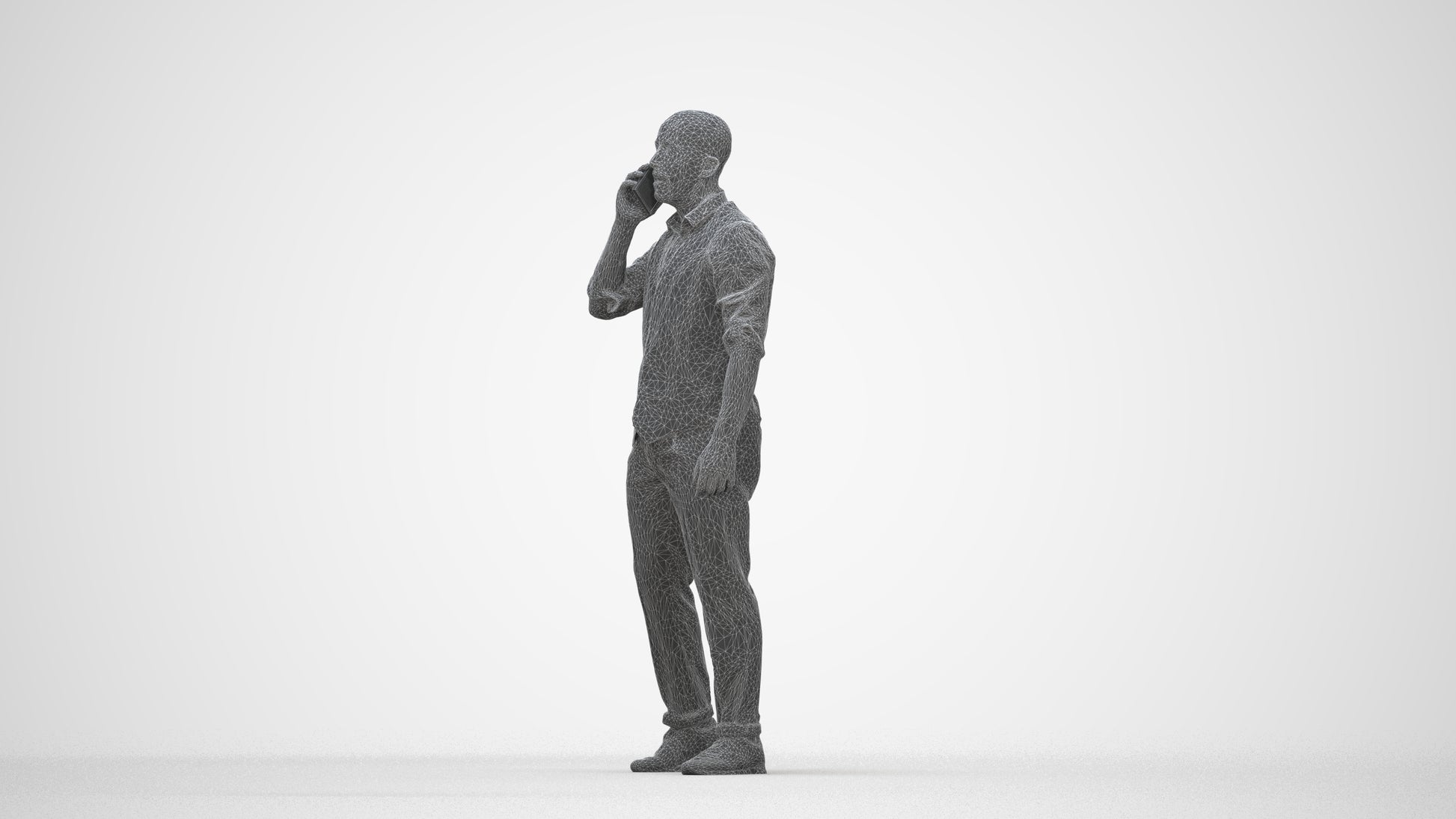 realistic 3D man business, scanned archviz people for Blender and 3ds Max, wireframe back view