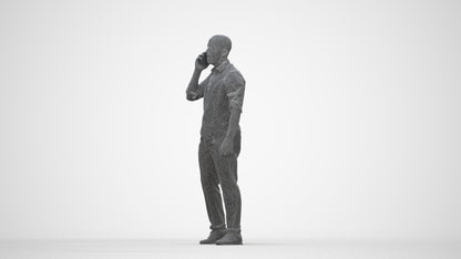 realistic 3D man business, scanned archviz people for Blender and 3ds Max, wireframe back view