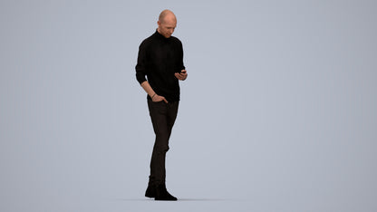 photogrammetry 3D man casual walking, realistic human model archviz FBX, top-down view render
