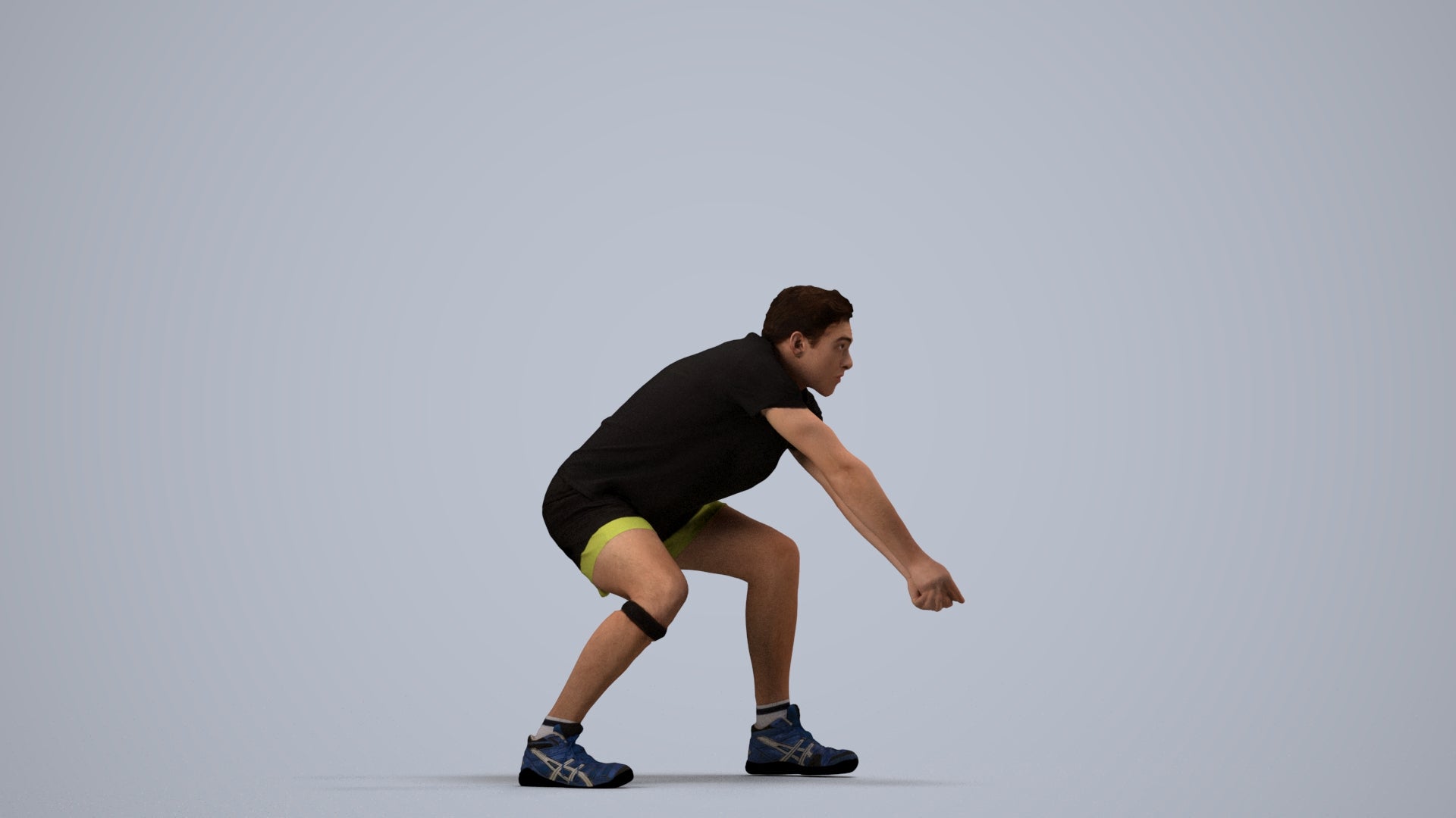scanned 3D man sport, photogrammetry people for Enscape and V-Ray, side view render