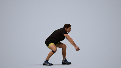 scanned 3D man sport, photogrammetry people for Enscape and V-Ray, side view render