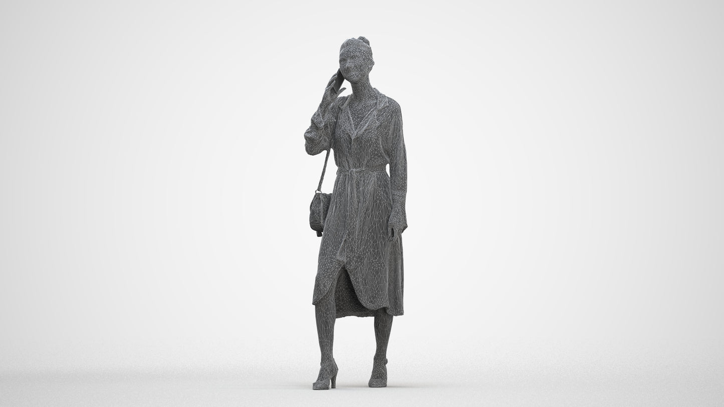 photogrammetry 3D woman casual standing, realistic human model archviz FBX, three-quarter front view render