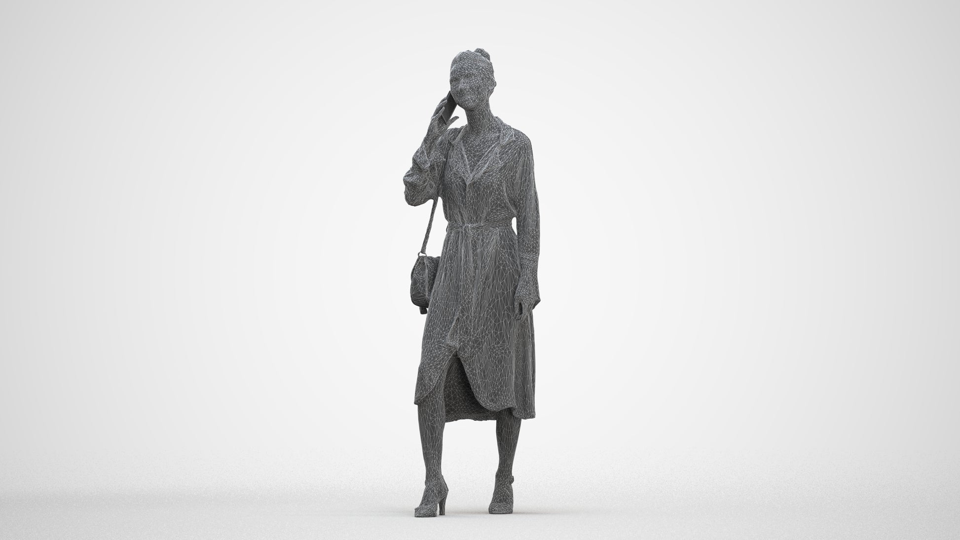 photogrammetry 3D woman casual standing, realistic human model archviz FBX, three-quarter front view render