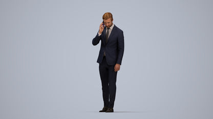 3D human model man business, photogrammetry scanned person for archviz, top-down view render