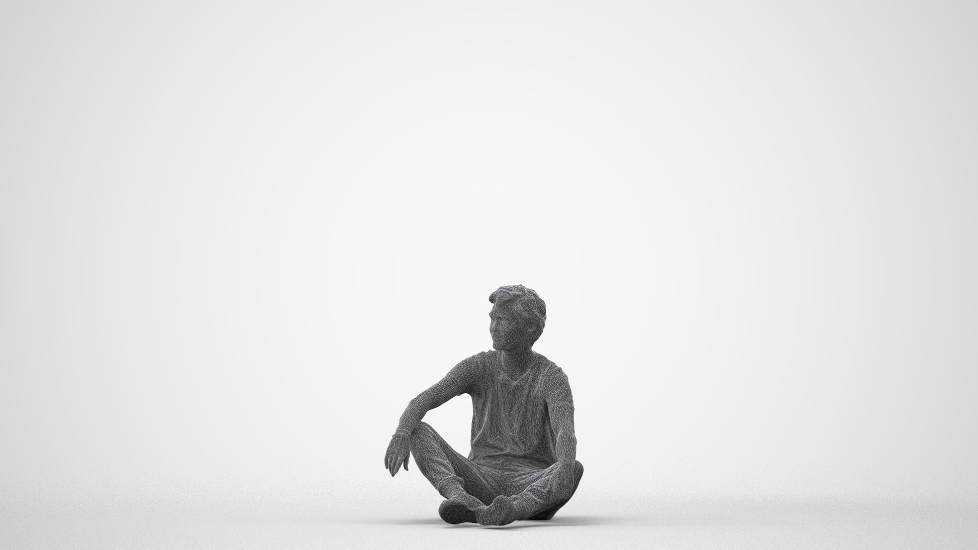 3D scanned man sitting casual, photorealistic archviz people for Enscape and SketchUp, square thumbnail