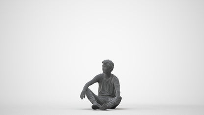 3D scanned man sitting casual, photorealistic archviz people for Enscape and SketchUp, square thumbnail