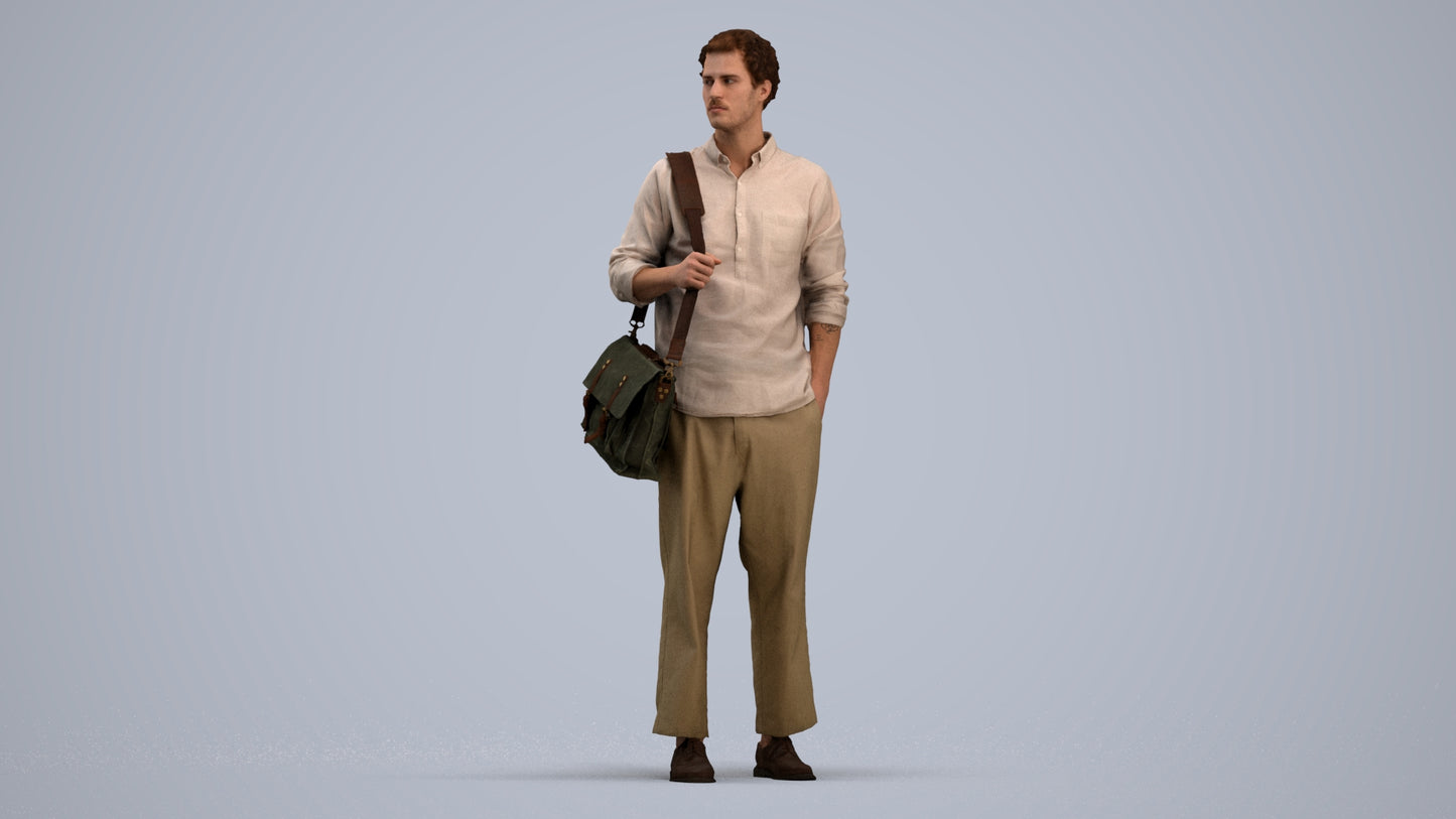 scanned 3D man casual standing, photogrammetry people for Enscape and V-Ray, standing pose render