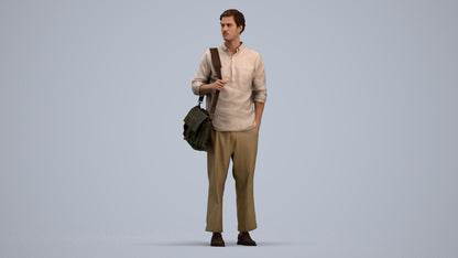 scanned 3D man casual standing, photogrammetry people for Enscape and V-Ray, standing pose render