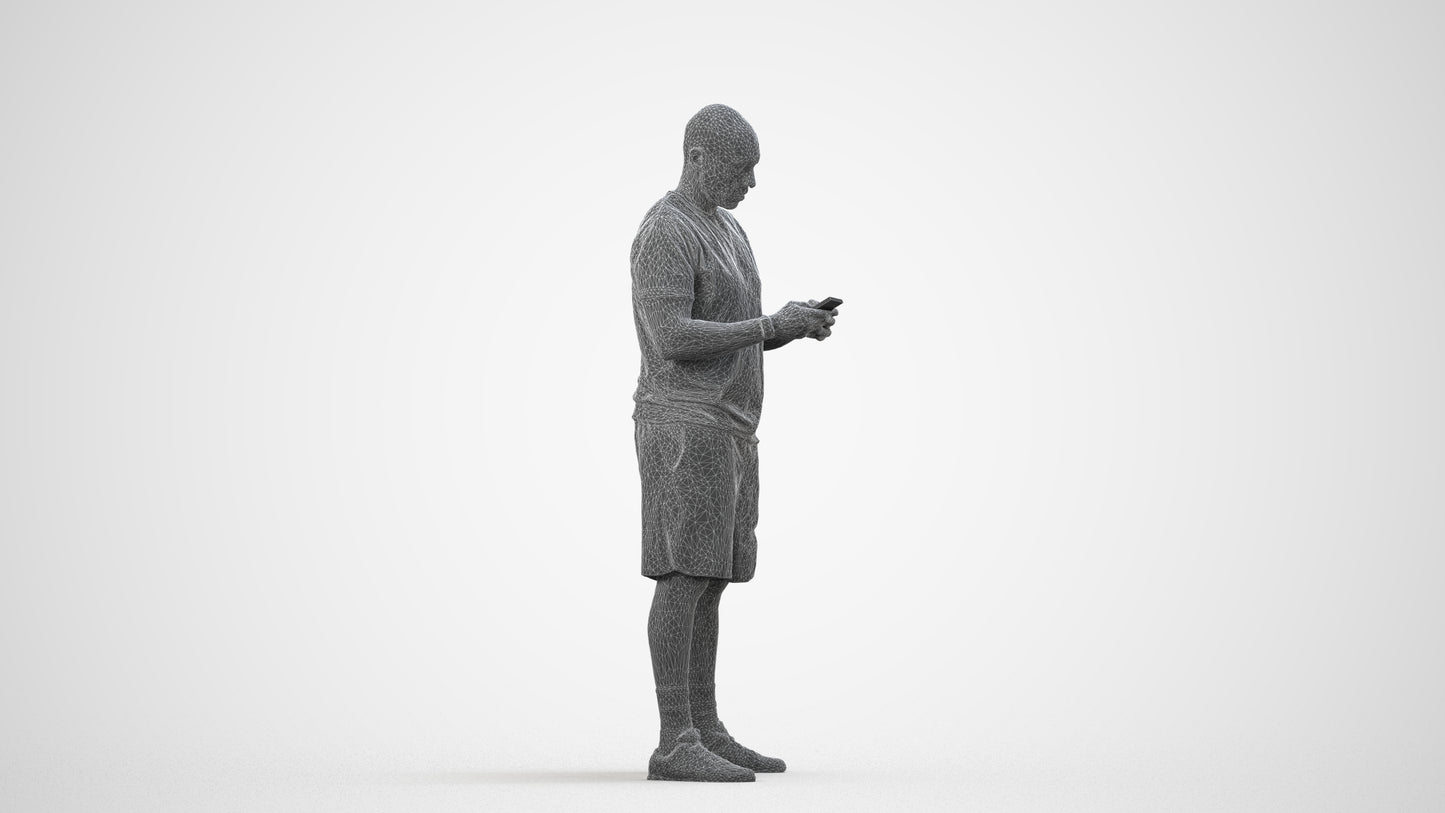 realistic 3D human man sport, archviz people FBX OBJ for Blender, wireframe side view