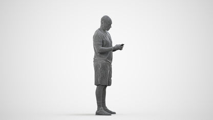 realistic 3D human man sport, archviz people FBX OBJ for Blender, wireframe side view