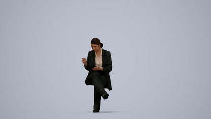 3D human model woman business, photogrammetry scanned person for archviz, top-down view render