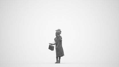 scanned 3D girl casual kids, photogrammetry people for Enscape and V-Ray, wireframe back view