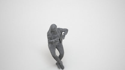 3D people model woman casual sitting, scanned human for 3ds Max rendering, wireframe three-quarter view
