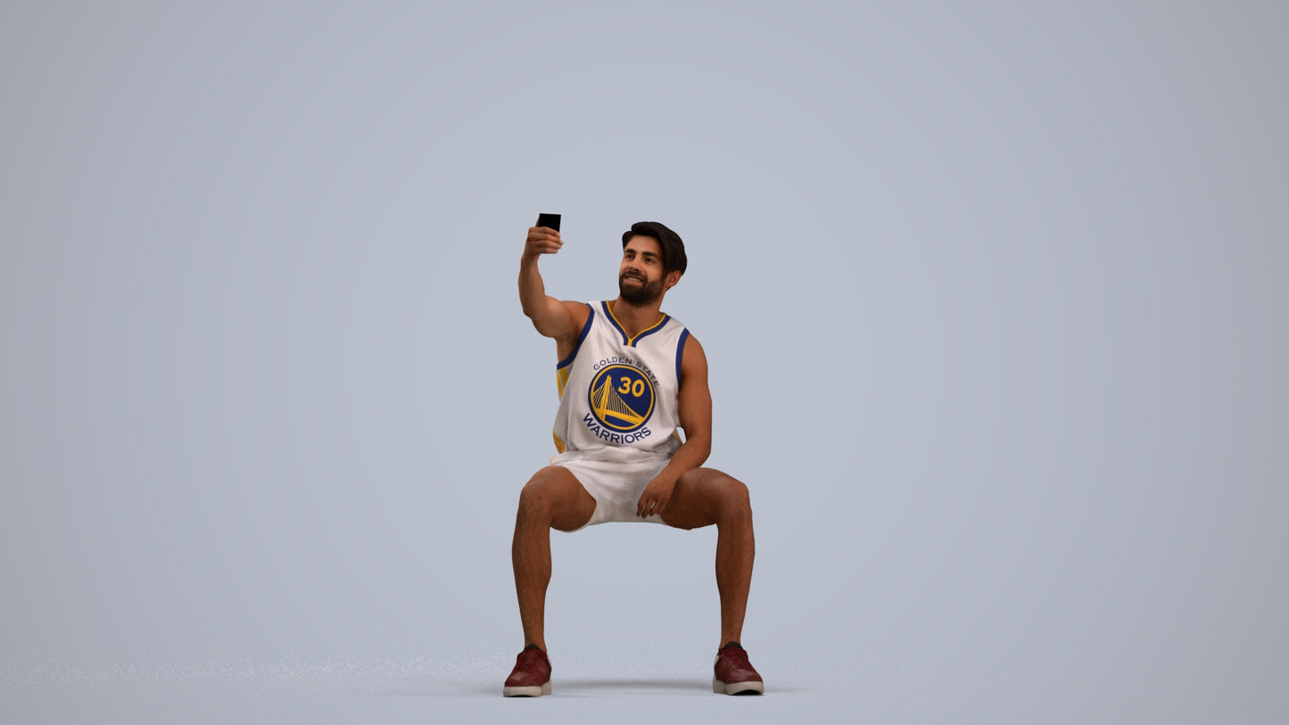 3D people model man sport, scanned human for 3ds Max rendering, standing pose render