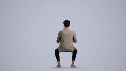 photogrammetry 3D man business, realistic human model archviz FBX, front view render