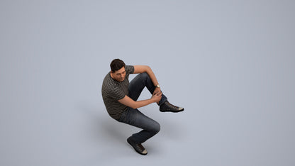 realistic 3D man casual sitting, scanned archviz people for Blender and 3ds Max, back view render
