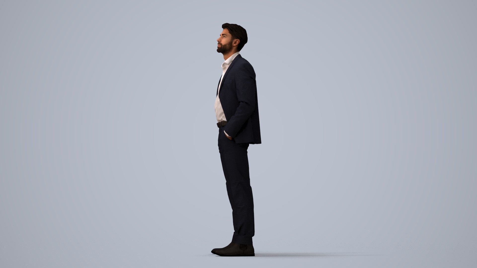 scanned 3D man business, photogrammetry people for Enscape and V-Ray, three-quarter view render