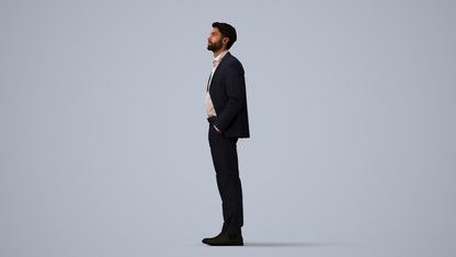 scanned 3D man business, photogrammetry people for Enscape and V-Ray, three-quarter view render
