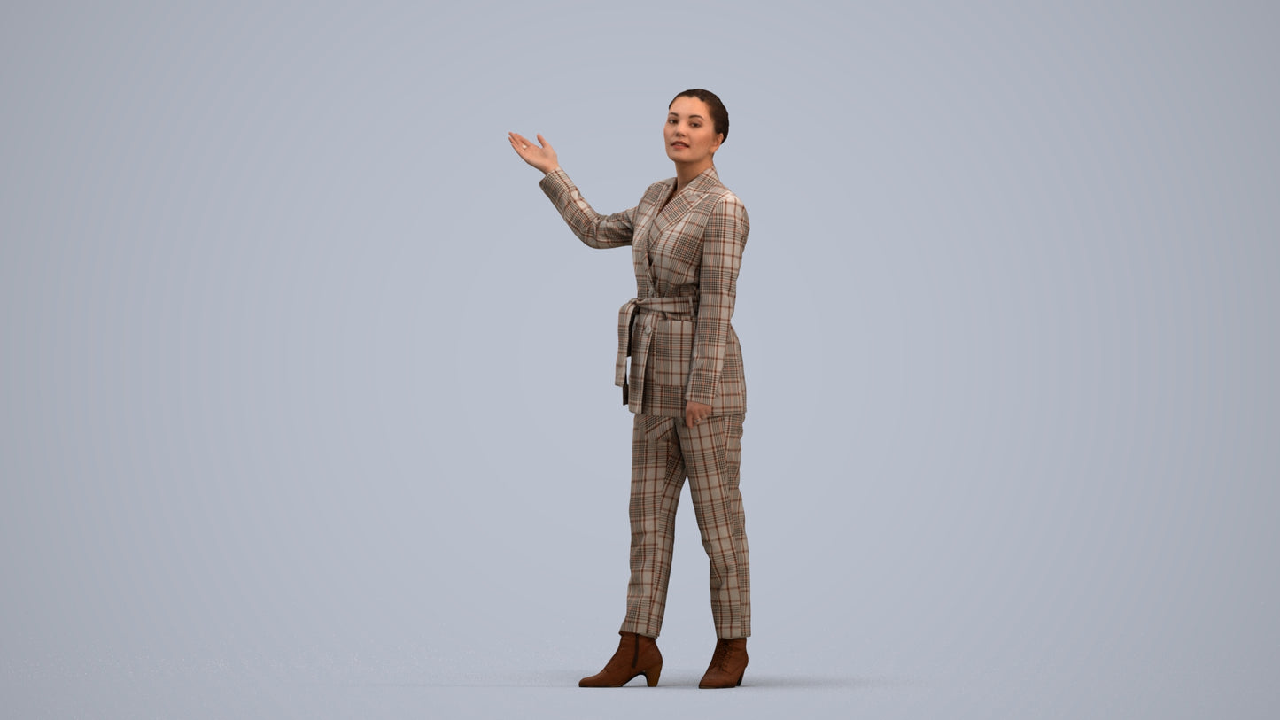 realistic 3D woman business, scanned archviz people for Blender and 3ds Max, standing pose render