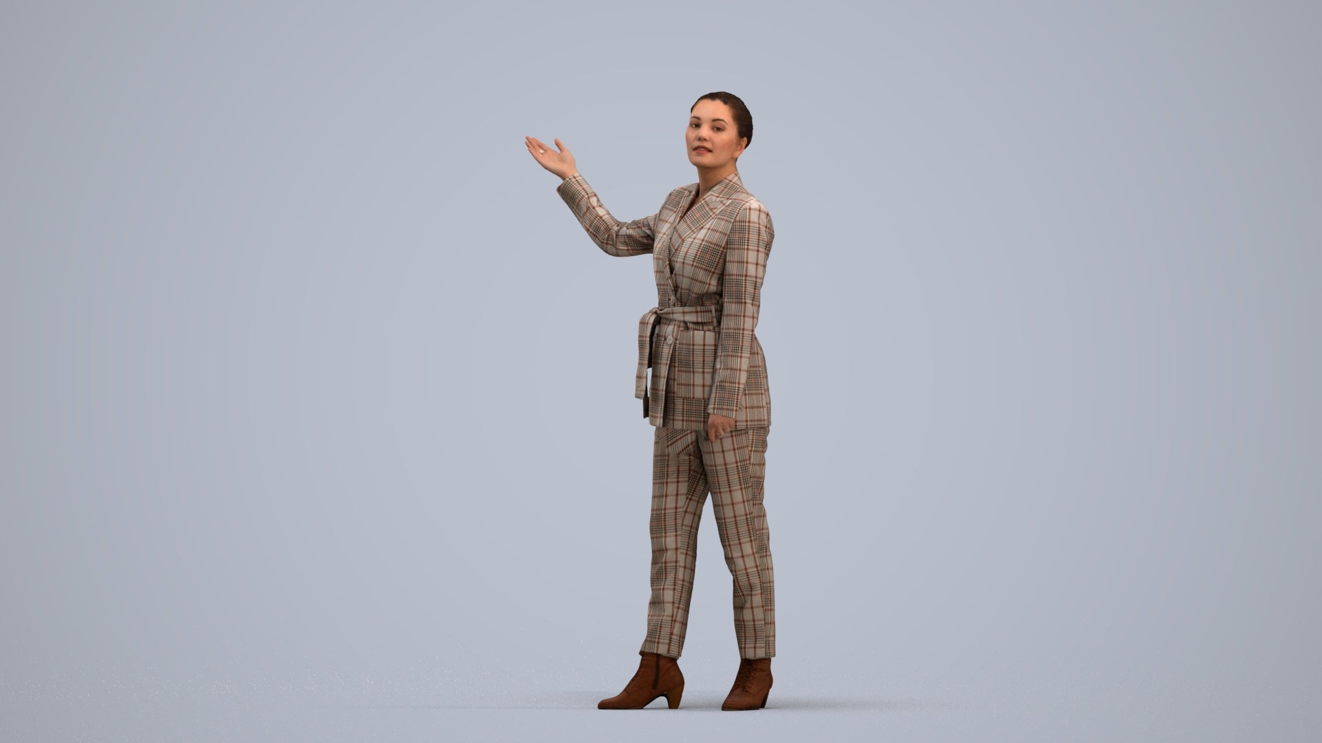 realistic 3D woman business, scanned archviz people for Blender and 3ds Max, standing pose render