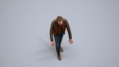 realistic 3D man casual walking, scanned archviz people for Blender and 3ds Max, back view render