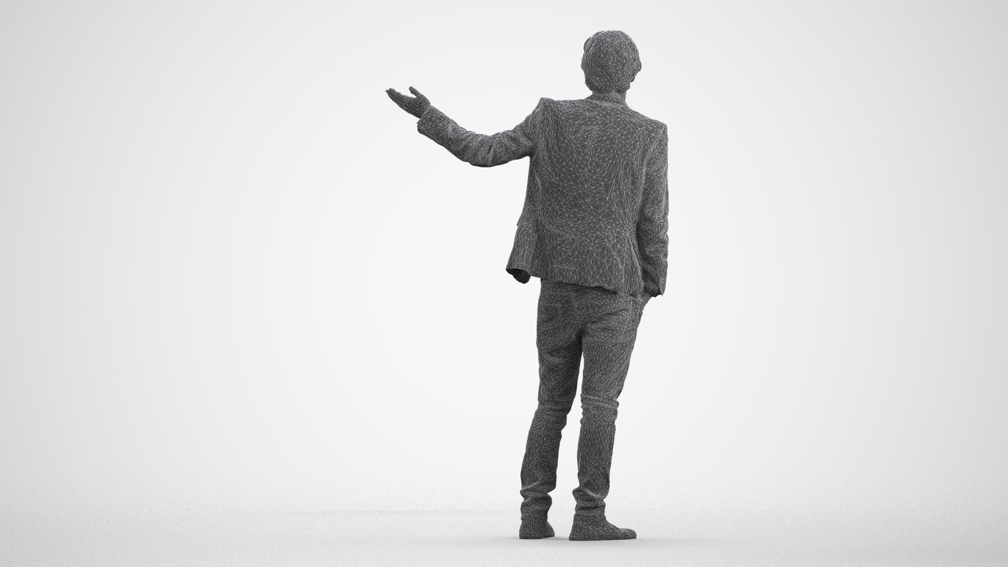 photogrammetry 3D man business, realistic human model archviz FBX, wireframe front view