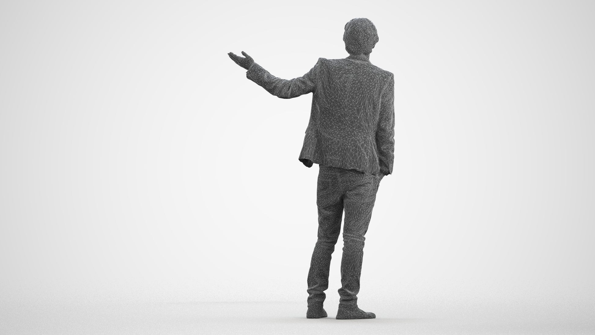 photogrammetry 3D man business, realistic human model archviz FBX, wireframe front view