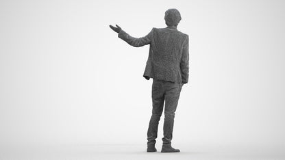 photogrammetry 3D man business, realistic human model archviz FBX, wireframe front view