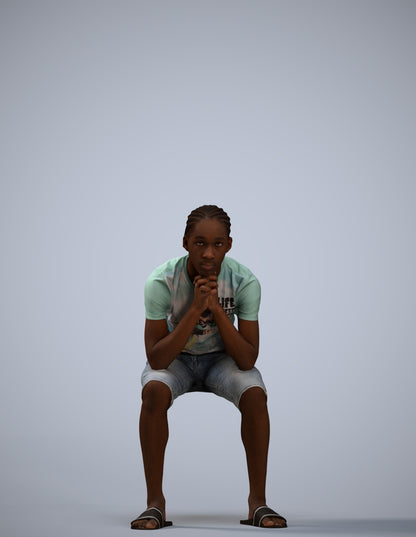 3D human model boy casual kids, photogrammetry scanned person for archviz