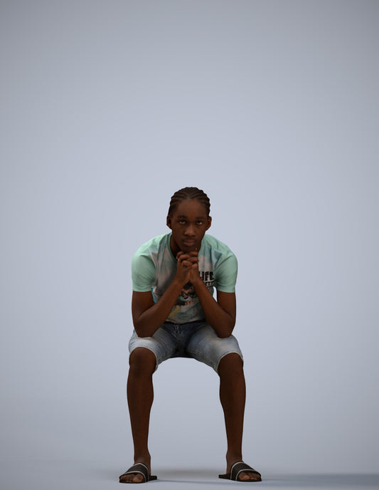 3D human model boy casual kids, photogrammetry scanned person for archviz
