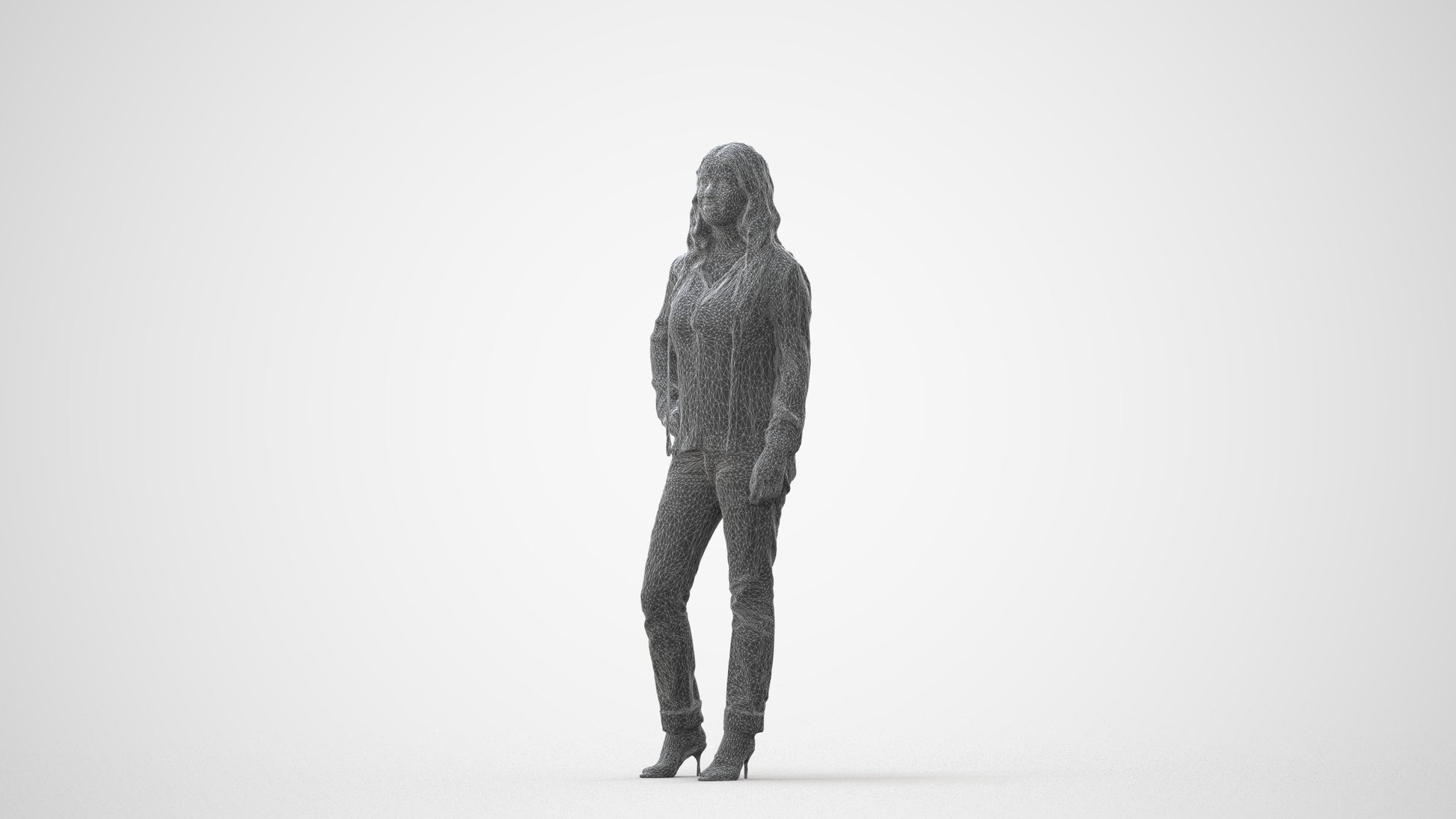 3D people model woman casual standing, scanned human for 3ds Max rendering, square thumbnail
