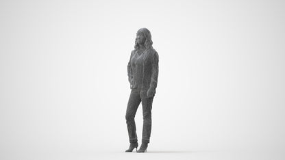3D people model woman casual standing, scanned human for 3ds Max rendering, square thumbnail
