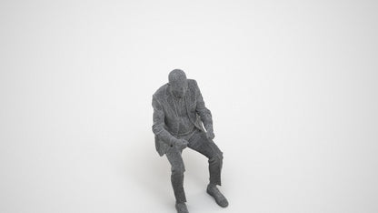 photogrammetry 3D senior man business driving, realistic human model archviz FBX, wireframe three-quarter view
