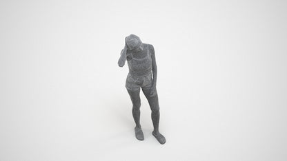 realistic 3D woman casual standing, scanned archviz people for Blender and 3ds Max, wireframe three-quarter view