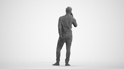 realistic 3D people man casual standing, render-ready for V-Ray and Corona, FBX OBJ, wireframe front view