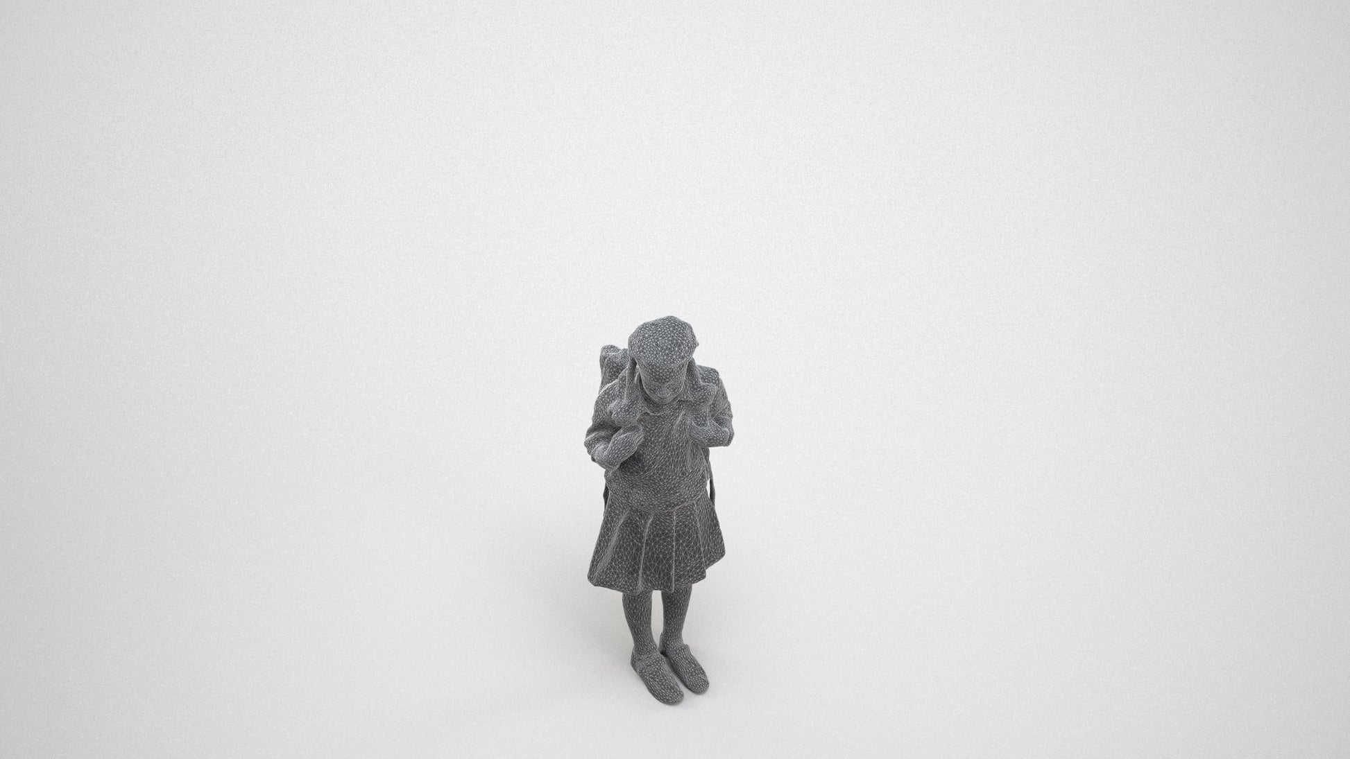photogrammetry 3D girl kids, realistic human model archviz FBX, wireframe three-quarter view