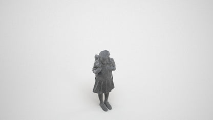 photogrammetry 3D girl kids, realistic human model archviz FBX, wireframe three-quarter view