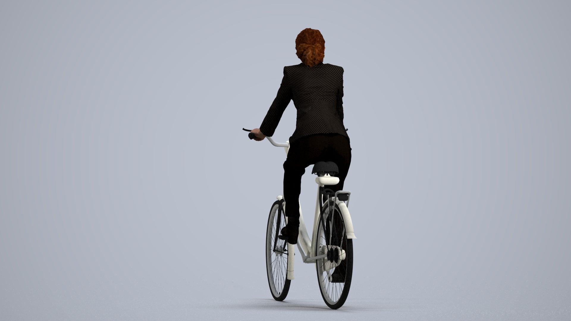 realistic 3D people woman business cycling, render-ready for V-Ray and Corona, FBX OBJ, front view render