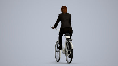 realistic 3D people woman business cycling, render-ready for V-Ray and Corona, FBX OBJ, front view render
