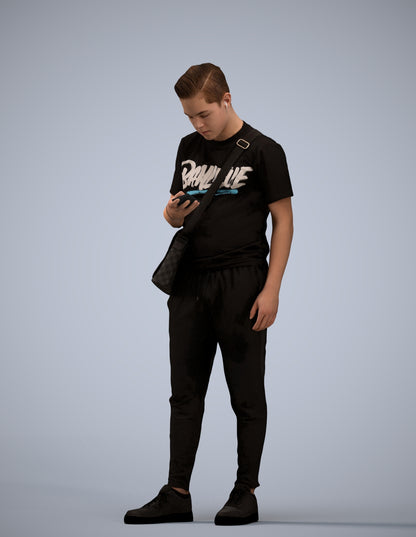 realistic 3D boy casual kids, scanned archviz people for Blender and 3ds Max