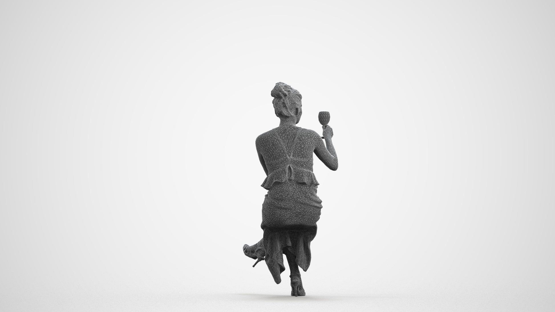 realistic 3D woman formal formalaffairs, scanned archviz people for Blender and 3ds Max, wireframe front view