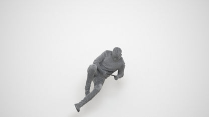 3D scanned man sitting casual, photorealistic archviz people for Enscape and SketchUp, wireframe three-quarter view