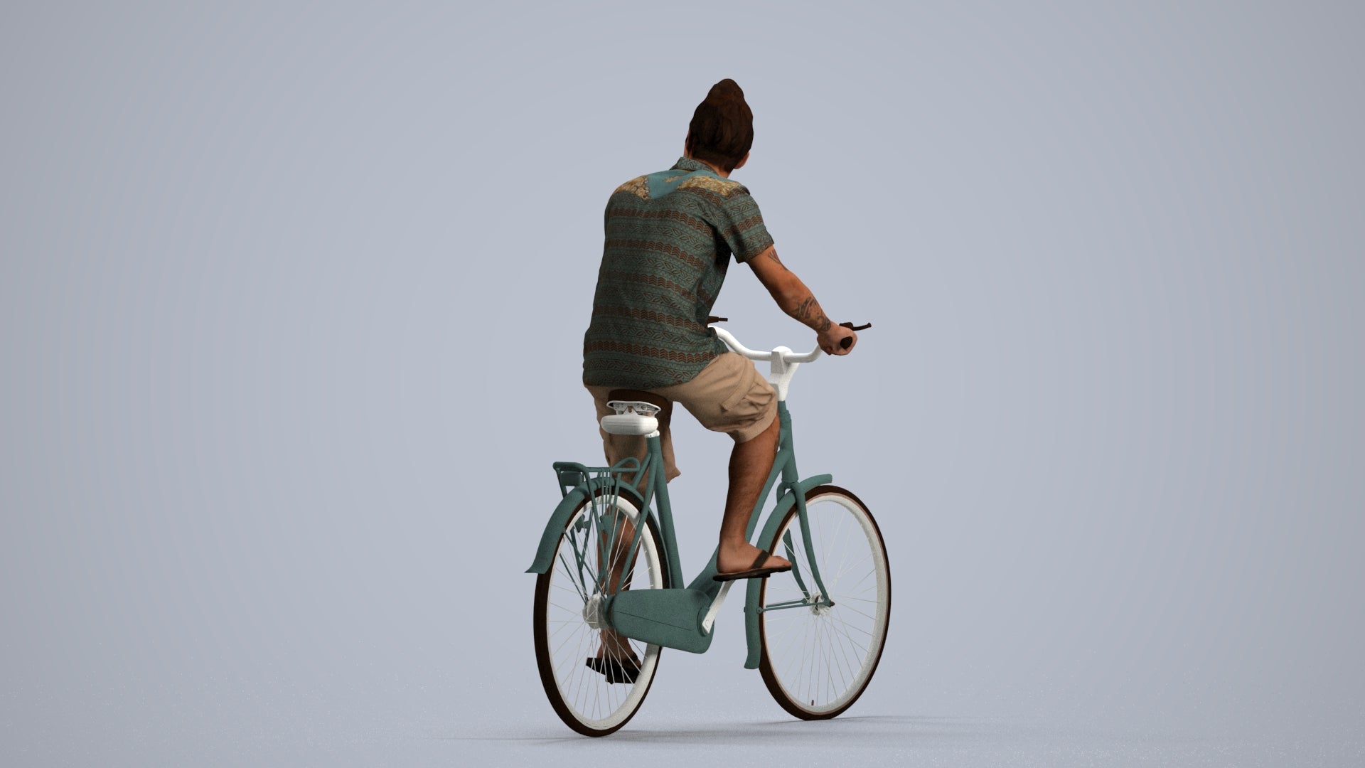 photogrammetry 3D man casual cycling, realistic human model archviz FBX, front view render