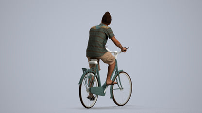 photogrammetry 3D man casual cycling, realistic human model archviz FBX, front view render